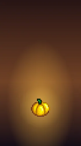 Official Golden Pumpkin sprite on a minimal autumn phone wallpaper with space for app icons.