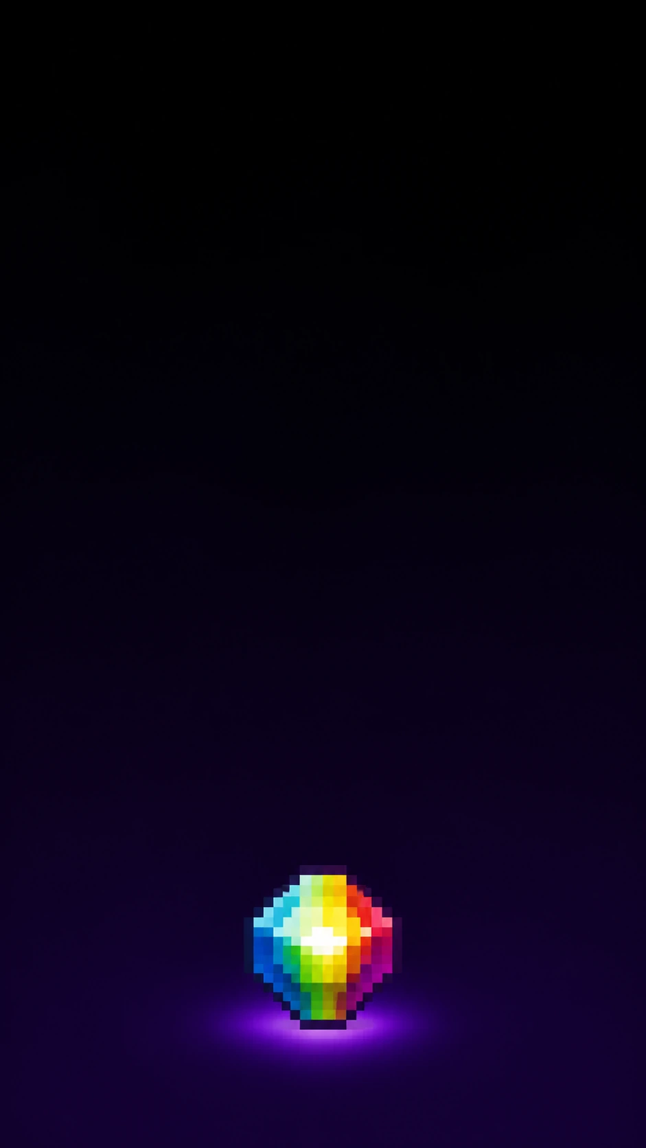 Minimal rainbow Prismatic Shard on a dark purple phone wallpaper.