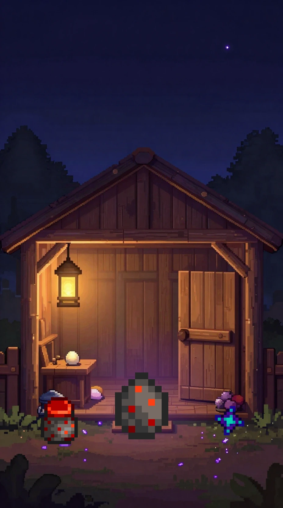 Official Void Egg sprite in a dark cozy coop phone wallpaper.